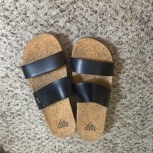 $35 W size 9 Reef Black Cork Slide Sandals